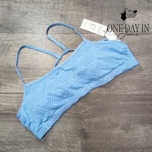 Cupshe Textured Crop Lace Up Bikini Top Size L